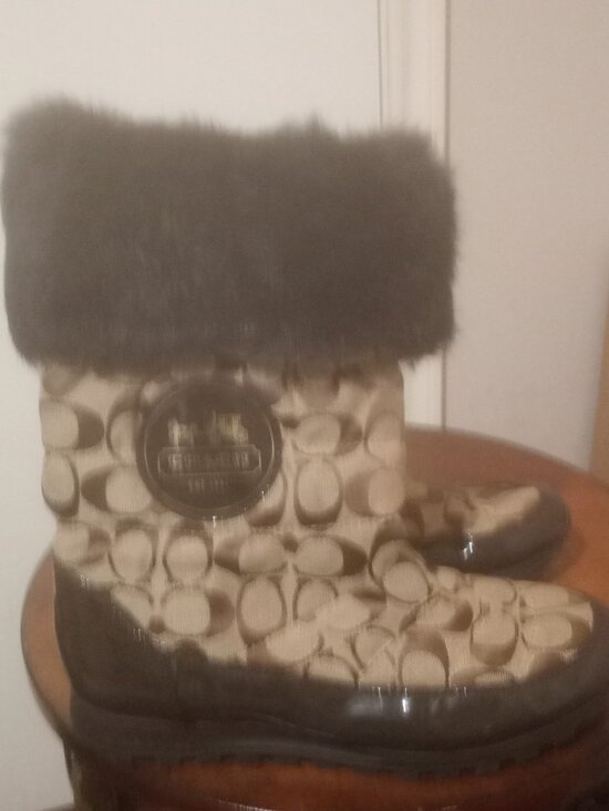 Coach Shoes - Coach Joyous Brown Faux Fur Mid-Calf Snow Boots Zip Women's Size 8.5B